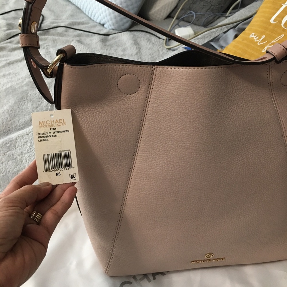 Michael Kors Blush Pink Pebbled Leather Hobo Bag